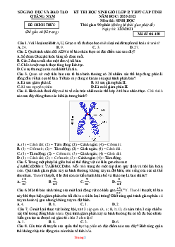 Đề thi HSG môn sinh 12 Chuyên Sở GD Quảng Nam năm 2020-2021 (đề 408, có đáp án)
