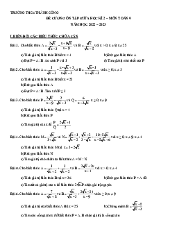 Đề cương giữa kỳ 2 Toán 9 năm 2022 – 2023 trường THCS Thành Công – Hà Nội
