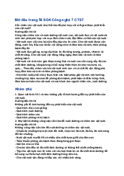 Giải Công nghệ 7 Bài 10: Kĩ thuật nuôi dưỡng, chăm sóc vật nuôi| Chân trời sáng tạo