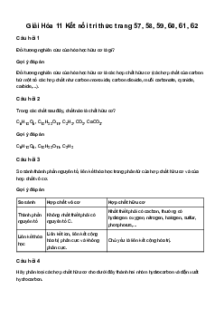 Hóa Học lớp 11 Bài 10: Hợp chất hữu cơ và hóa học hữu cơ sách Kết Nối Tri Thức