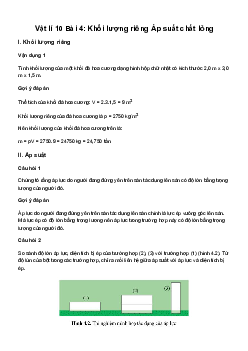 Giải Vật lí 10 Bài 4: Khối lượng riêng. Áp suất chất lỏng | Cánh diều