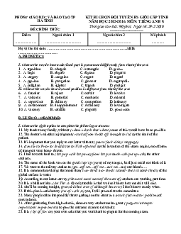 Đề thi chọn học sinh giỏi Tiếng Anh 9 tỉnh Hà Tĩnh năm học 2015-2016 ( có đáp án )
