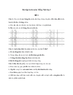 Bài tập ôn hè môn Tiếng Việt lớp 3 (33 đề)