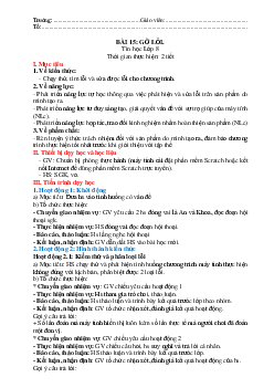 Giáo án Tin học 8 Bài 15: Gỡ lỗi | Kết nối tri thức