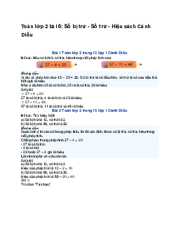 Toán lớp 2 bài 6: Số bị trừ - Số trừ - Hiệu sách | Cánh Diều