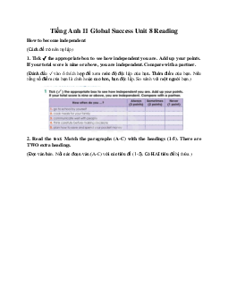 Giải Unit 8 Reading | Tiếng Anh 11 Global Success