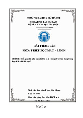 CHỦ ĐỀ: Mối quan hệ giữa bản chất và hiện tượng được vận dụng trong thực tiễn như thế nào? | Tiểu luận môn Triết học Mác - Lênin | Trường đại học Mở Hà Nội