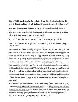 Câu hỏi lý thuyết ôn tập môn Lý luận về nhà nước và pháp luật có gợi ý trả lời