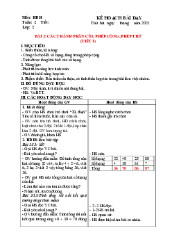 Giáo án buổi chiều môn Toán 2 sách Kết nối tri thức với (Cả năm) | Tuần 2