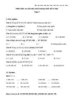 Bài tập cuối tuần Toán lớp 4 Kết nối tri thức - Tuần 7 (Nâng cao)
