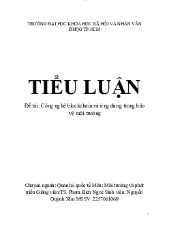 Tiểu luận cuối kì | Môi trường và phát triển | Đại học Khoa học Xã hội và Nhân văn, Đại học Quốc gia Thành phố HCM