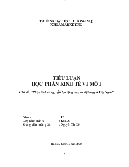 Phân tích cung, cầu lao động ngành dệt may ở Việt Nam | Kinh tế vi mô | Trường Đại học Thương Mại