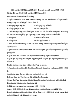 Giải SBT Lịch Sử 12 bài 14: Phong trào cách mạng 1930 - 1935