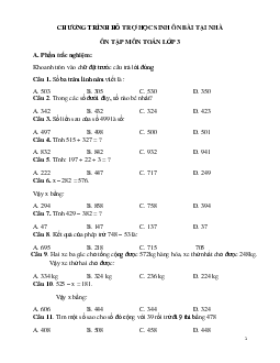 Bộ bài tập ôn ở nhà môn Toán lớp 3 (tháng 4/2020)