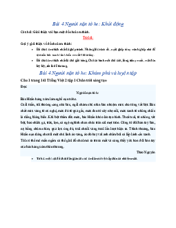 Giải SGK môn Tiếng Việt lớp 2 - Bài 4: Người nặn tò he| Chân trời sáng tạo