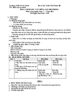 Giáo án Công nghệ 7 Bài 6: Chăm sóc cây rừng sau khi trồng | Cánh diều