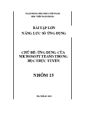 Chủ Đề: Ứng Dụng Của Microsoft Teams Trong Học Trực Tuyến | Năng Lực Số Ứng Dụng