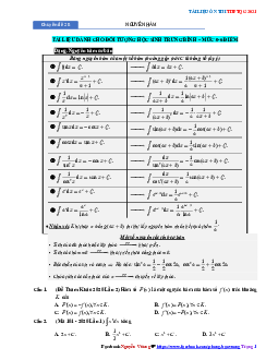 Chuyên đề nguyên hàm, tích phân và ứng dụng ôn thi THPT 2021 – Nguyễn Bảo Vương