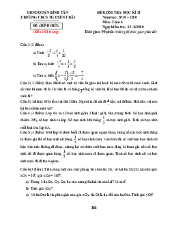 Đề thi học kì 2 Toán 6 năm 2019 – 2020 trường THCS Nguyễn Trãi – TP HCM