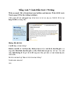 Tiếng Anh 7 Explore English Cánh Diều Unit 1 Writing
