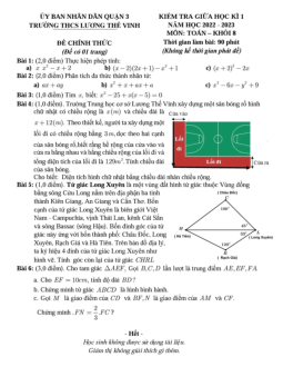 Đề giữa học kì 1 Toán 8 năm 2022 – 2023 THCS Lương Thế Vinh – TP HCM