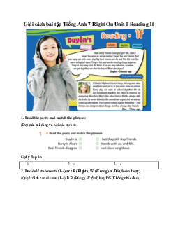 Giải sách bài tập Tiếng Anh 7 Right On Unit 1 Reading 1f