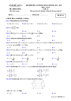 Đề kiểm tra cuối học kì 2 Toán 11 năm 2022 – 2023 sở GD&ĐT Sơn La