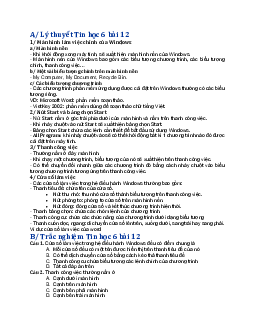 Lý thuyết và bài tập Tin học 6 bài 12: Hệ điều hành Windows | Chân trời sáng tạo