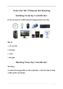 Giải Tin học lớp 3 Bài 2: Những máy tính thông dụng | Cánh diều