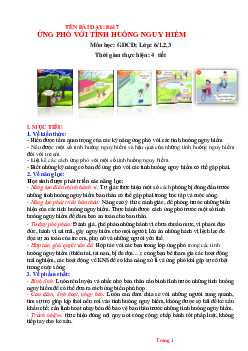 Giáo án GDCD 6 Bài 7: Ứng phó với tình huống nguy hiểm  | Chân trời sáng tạo