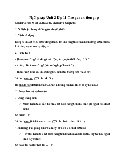 Ngữ pháp Unit 2 The generation gap | Tiếng anh 11 Global Success