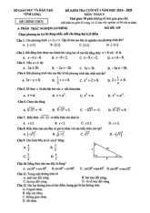 Đề kiểm tra cuối kỳ 1 Toán 9 năm 2024 – 2025 sở GD&ĐT Vĩnh Long