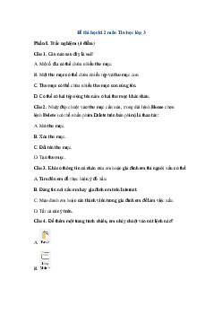 Đề thi Tin học lớp 3 học kì 2 năm học 2022 - 2023 | Kết nối tri thức