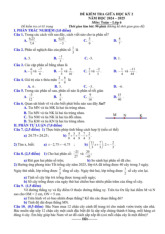 Đề giữa học kỳ 2 Toán 6 năm 2024 – 2025 phòng GD&ĐT Lương Tài – Bắc Ninh