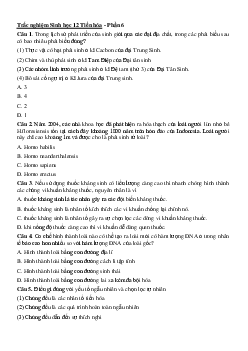 Trắc nghiệm Sinh học 12 Tiến hóa - Phần 6