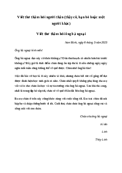 Viết thư thăm hỏi người thân (thầy cô, bạn bè hoặc một người khác) | Văn mẫu Tiếng việt 4| Cánh diều