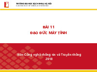 Baì 11- Đạo đức máy tính | Nhập môn Công nghệ thông tin | Trường Đại học Bách khoa Hà Nội