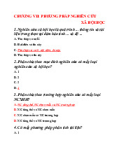 Trắc nghiệm Chủ nghĩa xã hội- Chương VII: Phương pháp nghiên cứu xã hội học