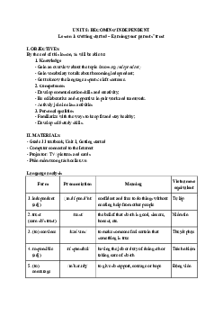 Unit 8: Becoming independent - Giáo án Tiếng Anh 11 Global Success