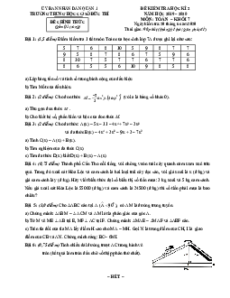 Đề kiểm tra học kỳ 2 Toán 7 năm 2019 – 2020 trường THCS Đức Trí – TP HCM