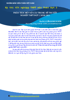 Phân tích một số câu khó trong đề thi tốt nghiệp THPT môn Toán đợt 2 năm 2021