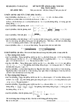 Đề thi và đáp án môn Toán khối B năm 2013