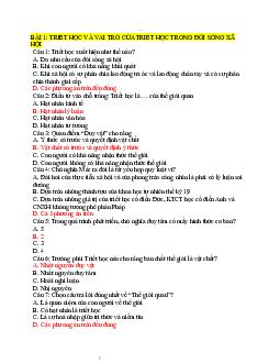 Trắc nghiệm Triết học Mác Lênin (Có đáp án)