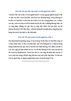 Tóm tắt Nếu cậu muốn có một người bạn hay, ngắn ngất | Ngữ văn 6 Kết nối tri thức