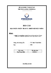Phần mềm quản lý quán ăn | Báo cáo học phần Phân tích và thiết kế phần mềm | Trường Đại học Phenikaa