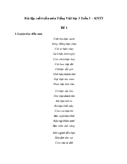 Phiếu bài tập cuối tuần lớp 3 môn Tiếng Việt Kết nối tri thức - Tuần 3