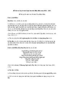 Đề thi vào 10 môn Ngữ văn năm 2023 - 2024 sở GD&ĐT Điện Biên