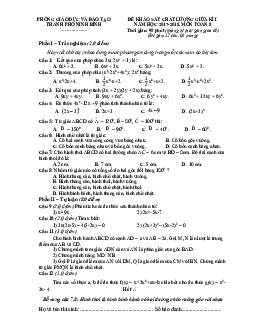 Đề khảo sát chất lượng giữa kỳ I năm học 2017 – 2018 môn Toán 8 phòng GD và ĐT thành phố Ninh Bình