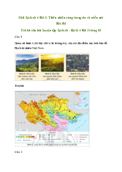 Giải Lịch sử Địa lí lớp 4 Bài 3: Thiên nhiên vùng trung du và miền núi Bắc Bộ | Cánh diều