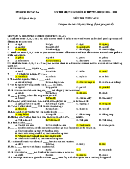 Kỳ thi chọn HSG khối 12 THPT năm học 2021 - 2022 môn thi Tiếng Anh (có đáp án)